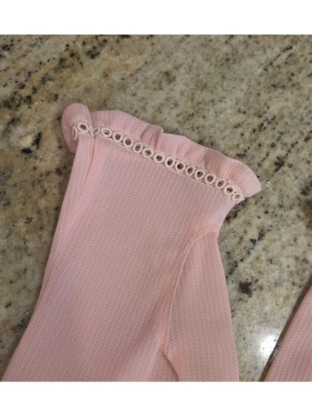 Vintage Womens Size L/XL Pink Nylon Formal Gloves Ruffle Wrist